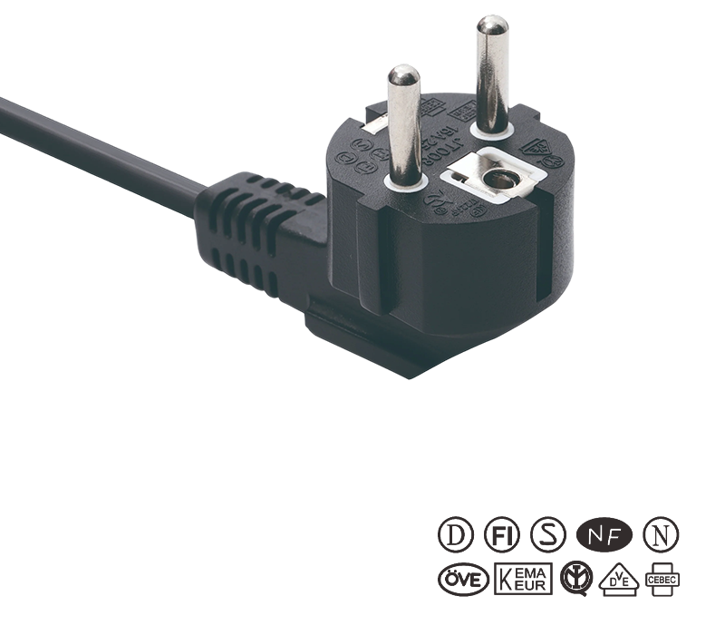 JT008/FY003 16A 250V 欧州標準 3 ピン 90 度エルボ プラグ
