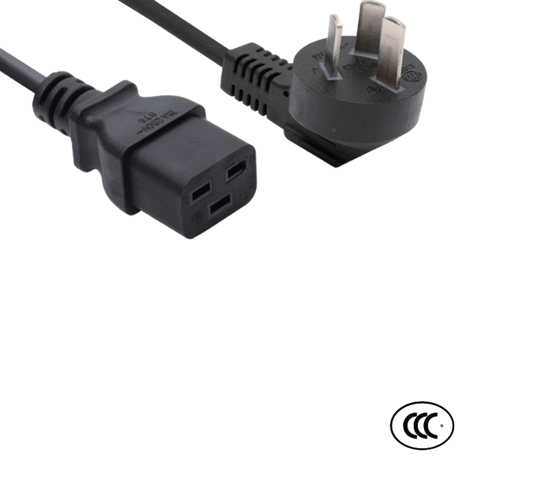 C3-16+ST6 16A 250V 中国標準大電流 90 度エルボプラグ、IEC コネクタ C19 付き
