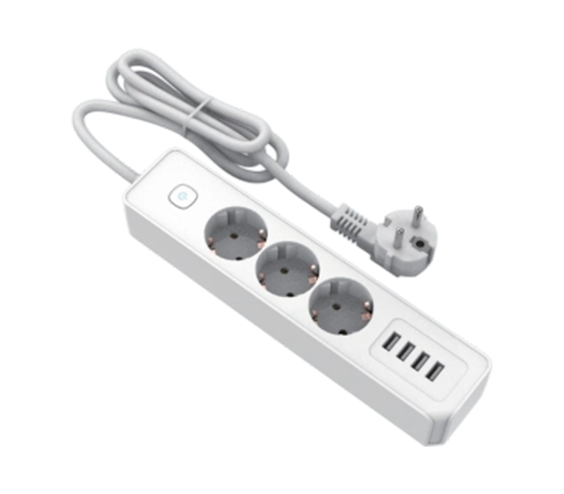 E22-3 ヨーロピアンスタイル電源タップ、コンセント 3 個、USB-A ポート 4 個、スイッチ付属