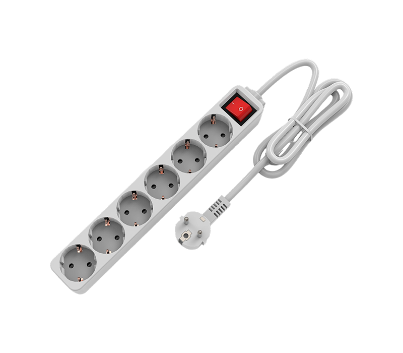 E10-6 欧風電源タップ 6個口 スイッチ付